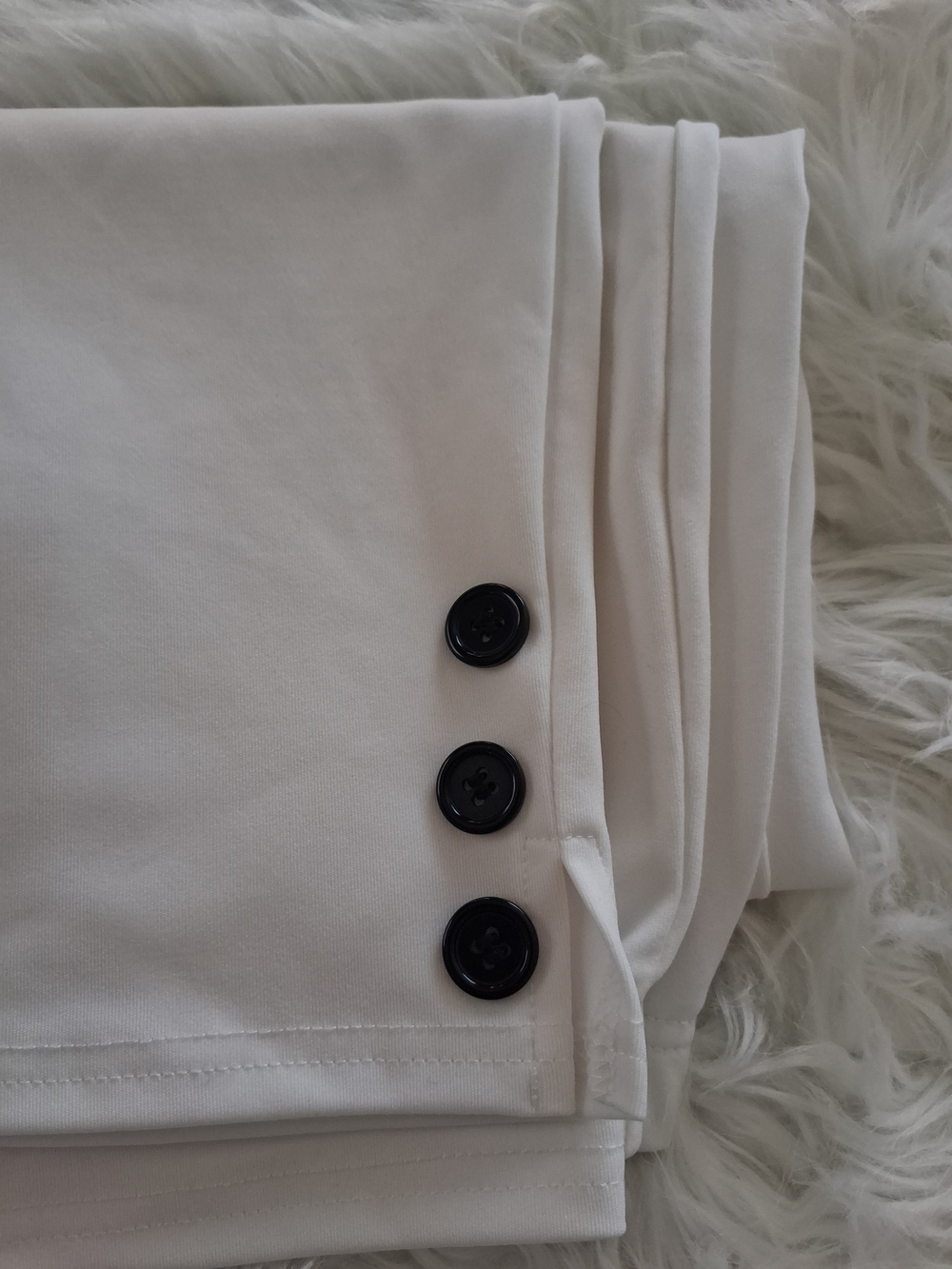 White Button-Cuff Pants